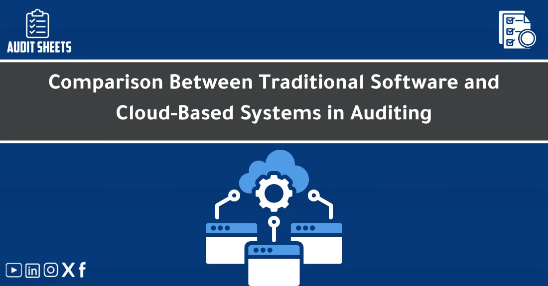 صورة تحتوي على عنوان المقال حول: " Cloud Auditing: Traditional vs Cloud Systems Compared" مع عنصر بصري معبر