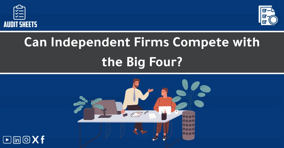 صورة تحتوي على عنوان المقال حول: " Competition with the Big Four: Can Independents Win?" مع عنصر بصري معبر