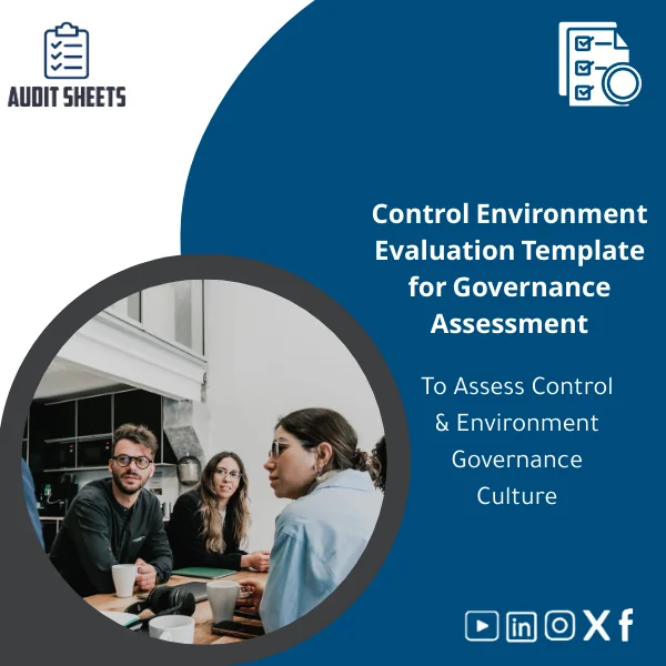 Control-Environment-evaluation-template-en55 Control Environment & Corporate Governance Evaluation Template displayed as a structured audit worksheet for documenting internal control assessments.