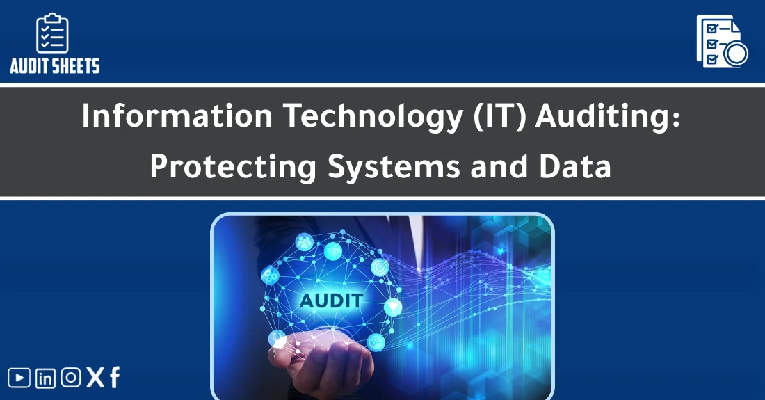 صورة تحتوي على عنوان المقال حول: " IT Auditing Essentials for Data Securityمع عنصر بصري معبر عن "IT auditing"