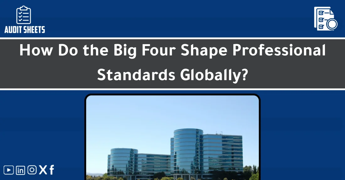 صورة تحتوي على عنوان المقال حول: " Impact of the Big Four on Global Standards" مع عنصر بصري معبر