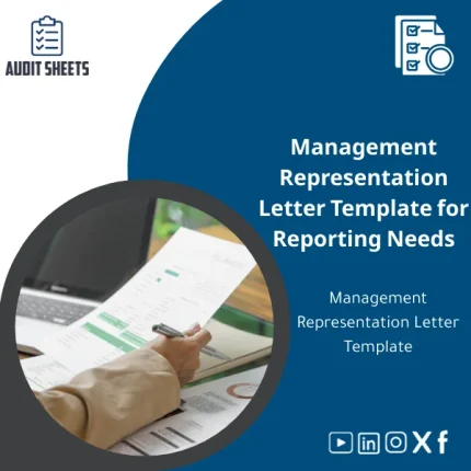 Management Representation Letter Template displayed as a structured audit workpaper ready for use in the reporting and opinion issuance stage.