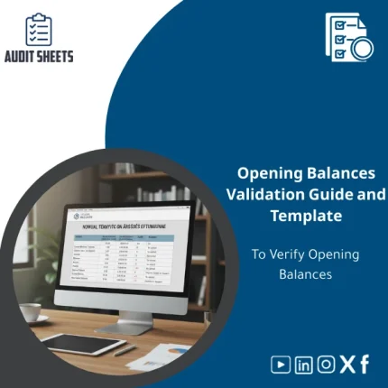 Opening Balances Validation template in a professional layout showing organized workpaper tables for testing and documenting opening balances.
