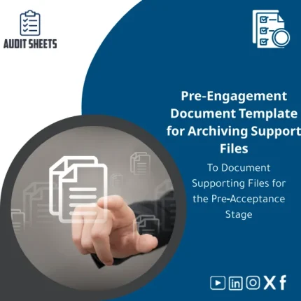 Pre-Engagement document template in a structured layout with client details fields and a checklist of supporting documents for organized archiving.
