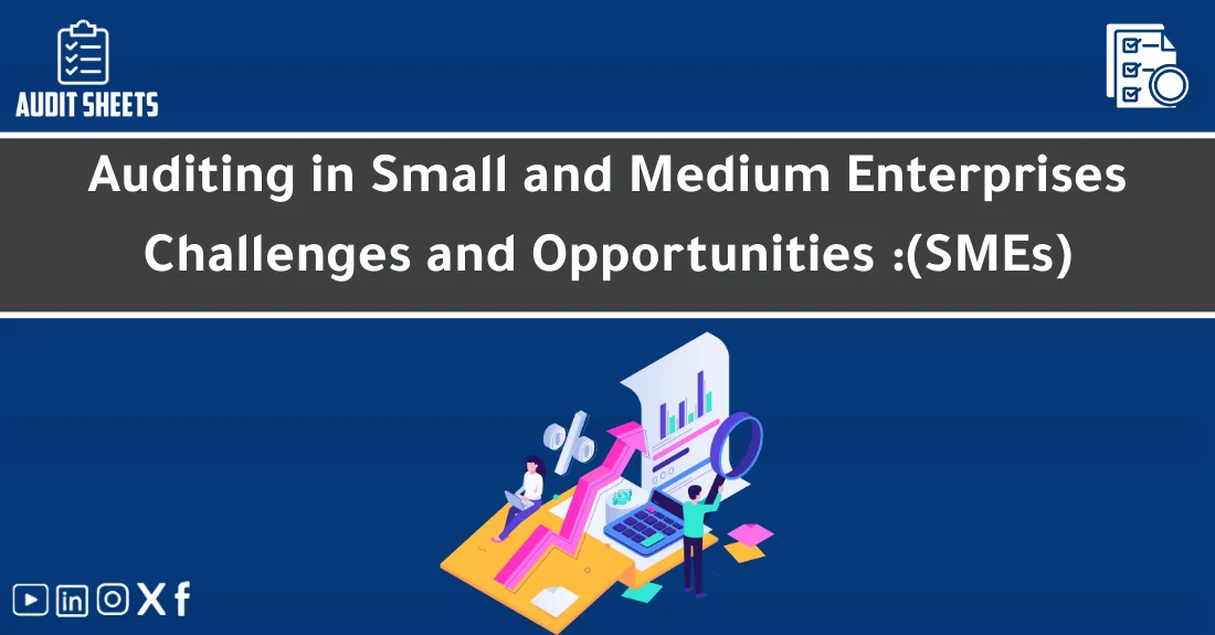 صورة تحتوي على عنوان المقال حول: " SME Auditing Insights: Challenges & Opportunities" مع عنصر بصري معبر