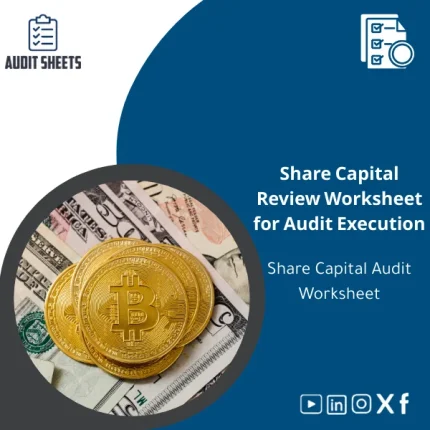 Share Capital Review worksheet in a professional layout from Audit Sheets showing sections to test registered