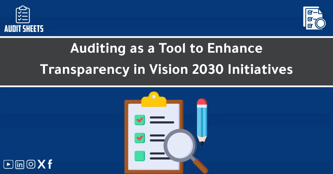 صورة توضيحية تحتوي على عنوان المقال حول : " Boost Transparency in Vision 2030 Projects" مع عنصر بصري معبر