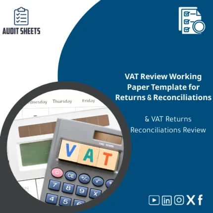 Professional VAT review working paper showing structured tables for testing VAT returns and reconciliations