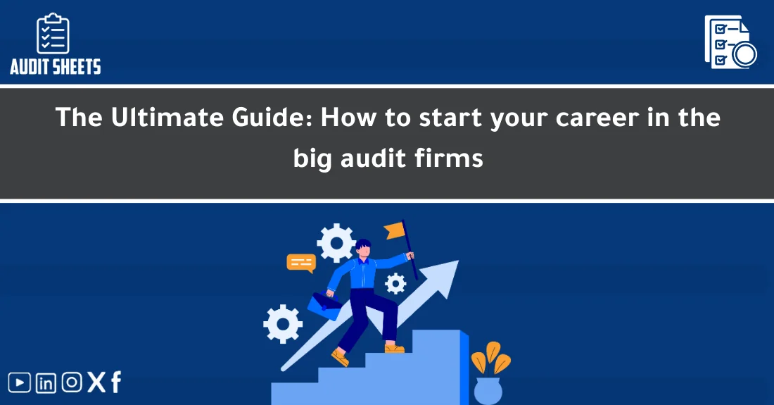 Young auditor preparing documents and planning a big four audit career path in a modern office.