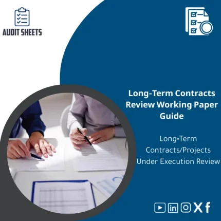Long-term contracts review working paper in a structured Excel file with ready-made tables for projects in progress and staged revenue testing.